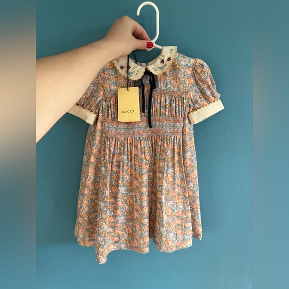 Gucci Other - Gucci Floral Dress with Embroidered Collar